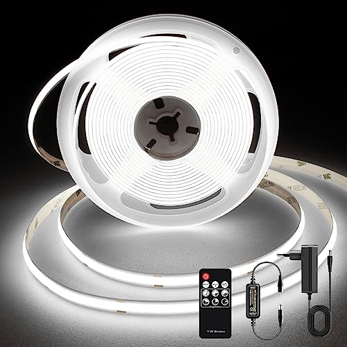 ttway cob led streifen 2m 6000k dimmbar mit netzteil und fernbedienung 480leds/m