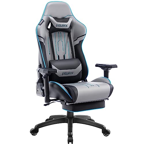 dowinx gaming stuhl, ergonomischer bürostuhl mit 4d armlehnen und fußstütze, grau