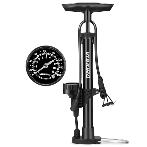 VOGORA fahrradpumpe mit manometer 160PSI, luftpumpe für alle ventile, zubehör