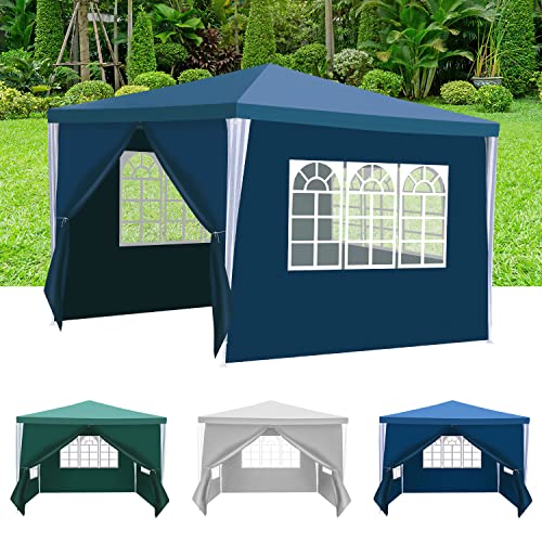 yakimz pavillon 3x3m wasserdicht mit 4 seitenteilen und fenstern, blau