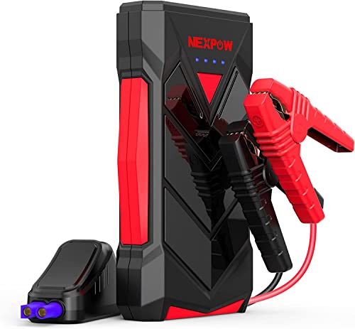 NEXPOW starthilfe powerbank 12V für bis zu 7L Benzin 5,5L Diesel, LED Licht