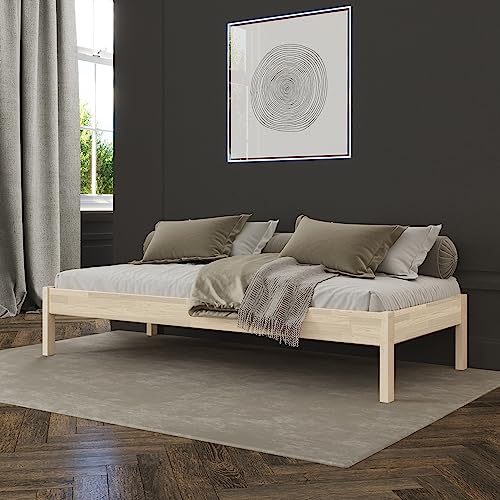 hansales holzbett 80x200 cm lauli scandi style unbehandeltes birkenholz, einzelbett ohne kopfteil