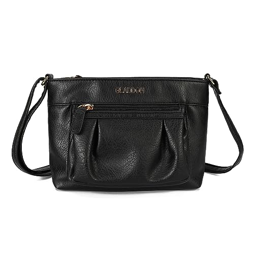 gladdon handtasche damen klein, leichte umhängetasche schwarz, wasserdicht vintage messenger