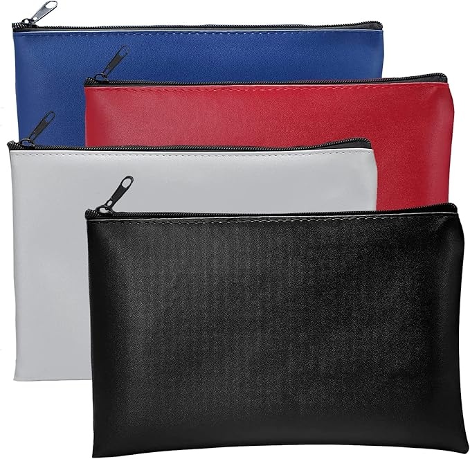Geldbeutel Banktaschen 4 Stück 14x27cm PU Dokumenten Brieftasche Dunkelblau Schwarz Rot Grau