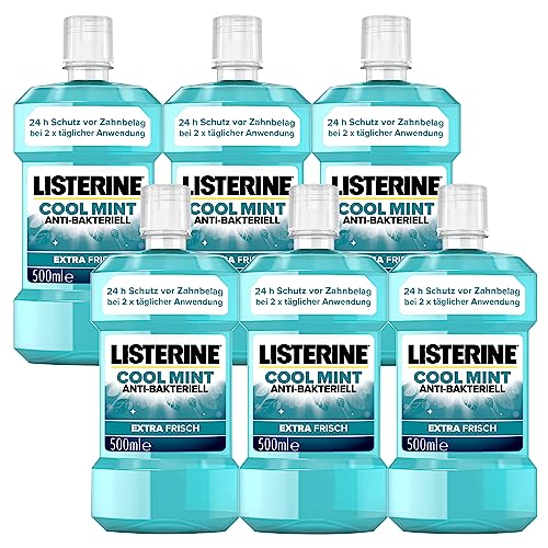 listerine cool mint mundspülung 6 x 500 ml, antibakteriell mit minzgeschmack
