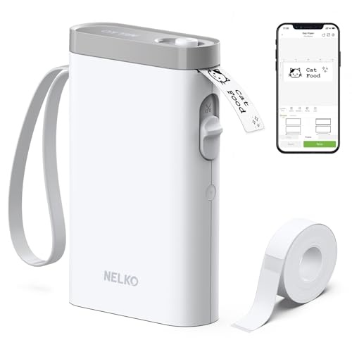 nelko etikettendrucker bluetooth p21 tragbarer labeldrucker für ios android, weiß