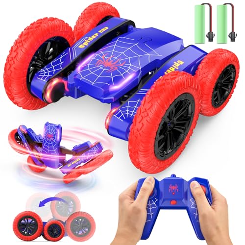 deerc ferngesteuertes auto 4WD stuntauto 360 flip mit LED und 2 batterien für kinder 6-9 jahre