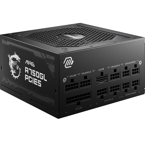 MSI MAG A750GL 750W ATX 3.0 Netzteil, 80+ Gold, PCIe 5.0, vollmodular, 120mm Lüfter