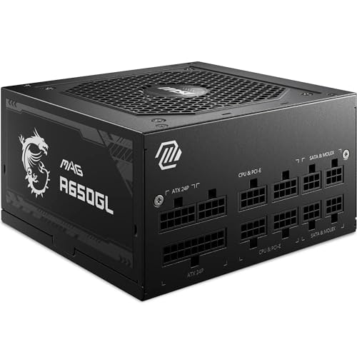 msi mag a650gl netzteil 650w 80 plus gold vollmodular atx 3.0 pci e 5.0 16-pin