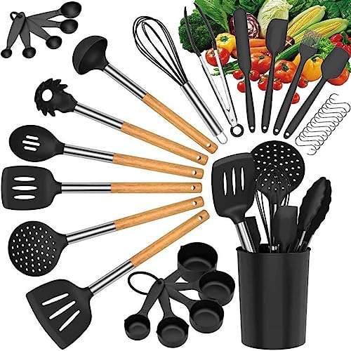 lveon küchenutensilien-set 33 silikonkochutensilien hitzebeständig bpa-freier griff