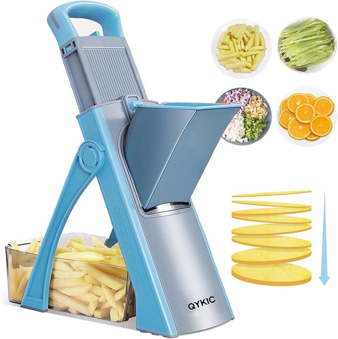 Gemüseschneider Verstellbar Mandoline Slicer Kartoffelschneider Zwiebelschneider (Blau)
