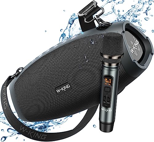 W-KING Bluetooth Lautsprecher 120W mit Mikrofon IPX6 tragbar für Outdoor Musik