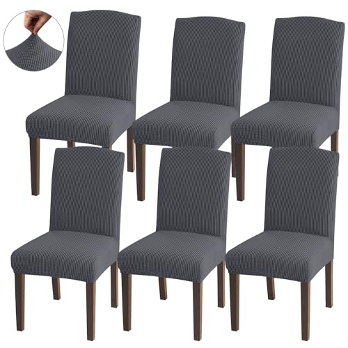 granbest stuhlhussen für esszimmer, universelle jacquard bezüge, set von 6, grau