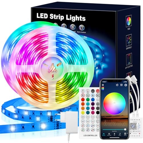 vkh led strip 20m rgb bluetooth selbstklebend mit fernbedienung und app