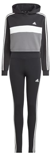 adidas trainingsanzug 3-stripes tiberio schwarz/weiß mädchen 910a