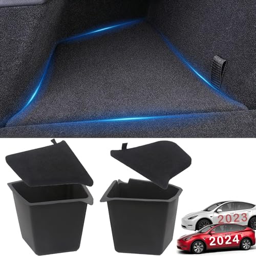 fanpBow kofferraum organizer für tesla model y, wasserdicht, set von 2, schwarz
