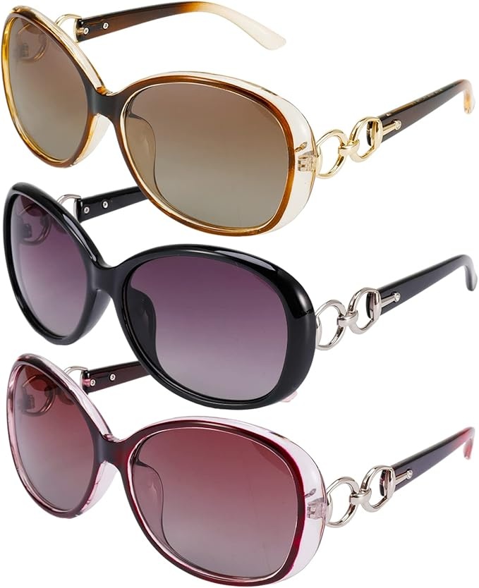 Firtink 3 Stücke Damen Sonnenbrillen, Polarisiert UV400 Vintage Groß