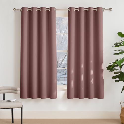 PONY DANCE blickdichte vorhänge mit ösen 2er set altrosa h175 x b140 cm, kurz gardinen kälteschutz