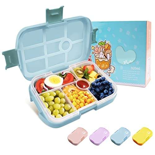 bento lunchbox 920 ml, homtibrm brotdose mit 6 fächern für kinder und erwachsene, blau