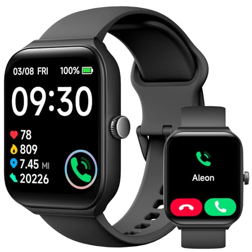 toobur smartwatch mit telefonfunktion, 1.95" fitnessuhr, herzfrequenz, schrittzähler, ip68, android & ios