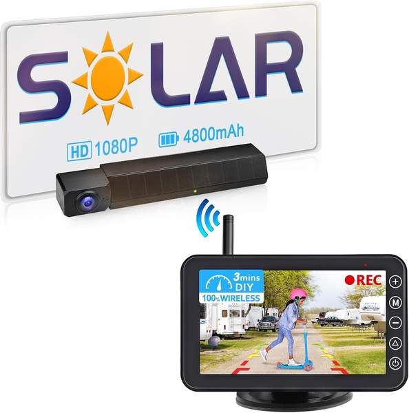 urvolax solar rückfahrkamera kabellos 5 zoll monitor 1080p wasserdicht für auto wohnmobil lkw