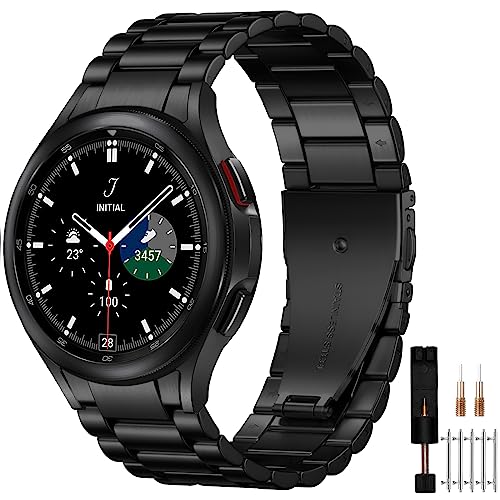 Produktbild: edestahlarmband kompatibel mit samsung galaxy watch 7 6 5 4 44mm 40mm schwarz