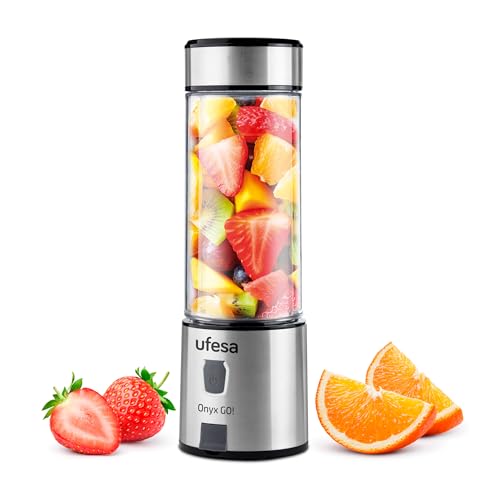 ufesa onyx go mini mixer, tragbarer standmixer mit akku, usb, 400 ml, smoothie maker