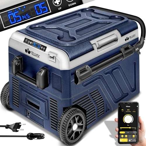 tillvex kompressor kühlbox elektrisch 40 liter bluetooth app steuerung für auto camping