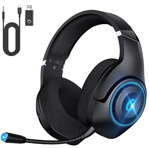 wireless gaming headset kapeydesi für ps5 ps4 pc, 3d-sound, bluetooth 5.2, schwarz blau