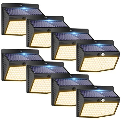 peasur solarlampen außen mit bewegungsmelder 138 led 3 modi ip65 wasserdicht 8 stück