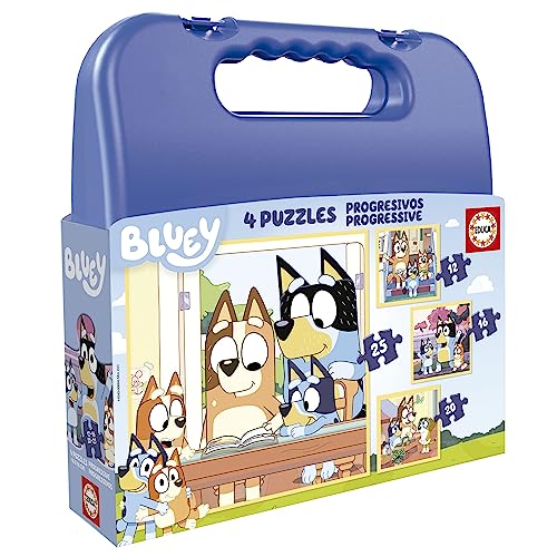 bluey puzzle 4in1 set, educa kinderpuzzle mit 12-25 teilen ab 3 jahren