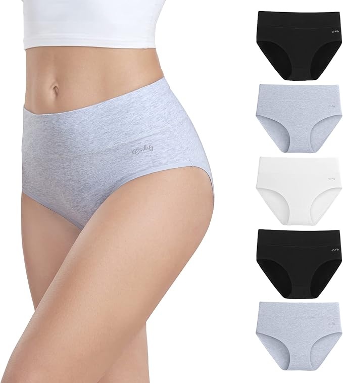 Unterhosen Damen 5er Pack Baumwolle Hohe Taille Atmungsaktiv Panties