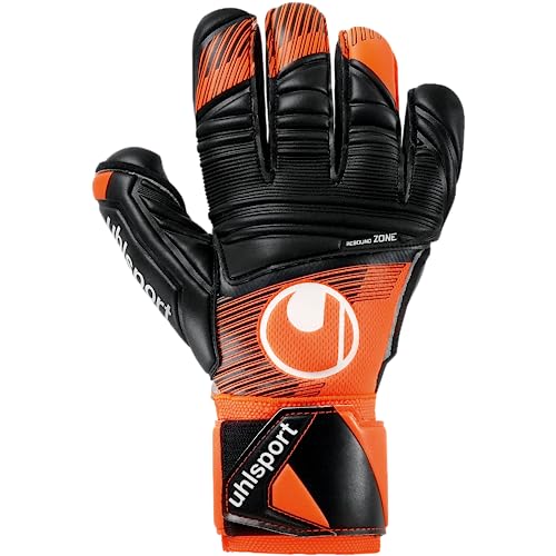 uhlsport torwarthandschuhe super resist+ hn für kunstrasen hartböden 10 fluo orange schwarz weiß