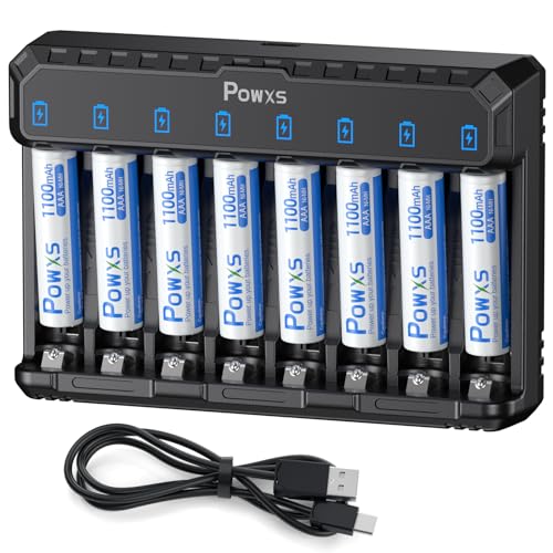 POWXS akku ladegerät für niMH batterien AA AAA wiederaufladbar