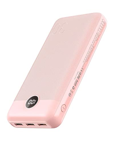 veger power bank, externer akku 20w pd schnelles aufladen usb c für iphone, samsung, huawei, ipad (rosa)