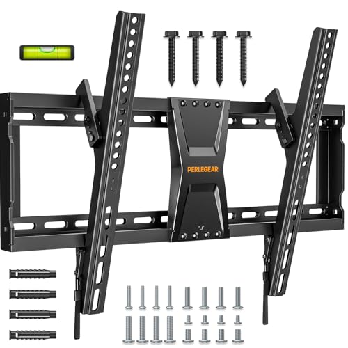 Produktbild: perlegear tv wandhalterung neigbar für 37-82 zoll flach und gewölbt bis 60 kg