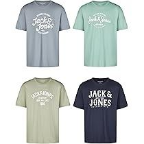 JACK & JONES Herren T-Shirt JJLINO Regular Fit 4er Pack Rundhals