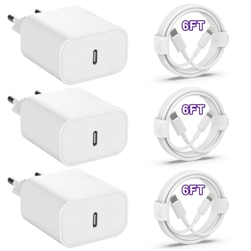 apple mfi zertifiziert 3er-pack 25w iphone ladegerät mit ladekabel usb c 2m kompatibel mit iphone 14 13 12 11 xr x 8 standard weiß