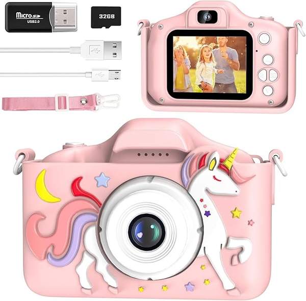 kinderkamera 2.0" digitalkamera selfie mit 32 gb sd-karte für jungen und mädchen ab 3 j.