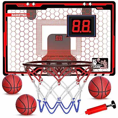 hot bee mini basketballkorb indoor für kinder, mit beleuchtung und elektronik