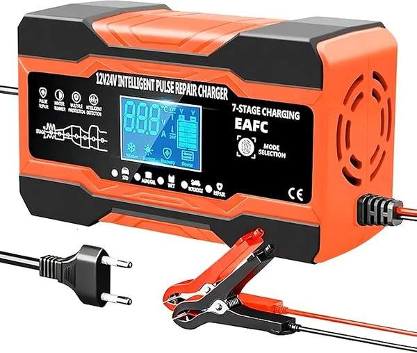 ladegerät autobatterie 12a vollautomatisches intelligentes erhaltungsladegerät lcd 130cm