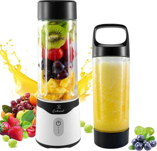 cokunst tragbarer mixer für smoothies und shakes, 530ml, 6 klingen, usb-c, mini-mixer