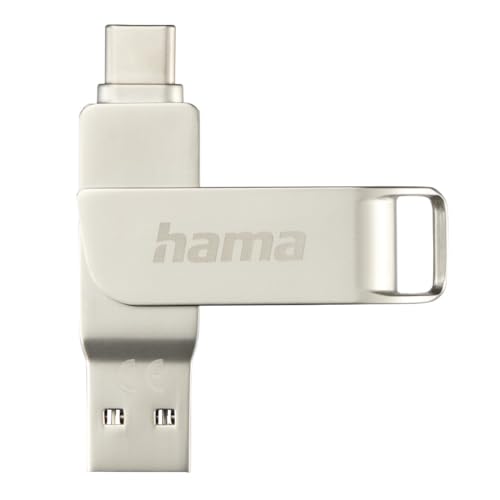 hama usb stick 128gb usb c 3.1 usb a datenspeicher 100mb/s metall silber