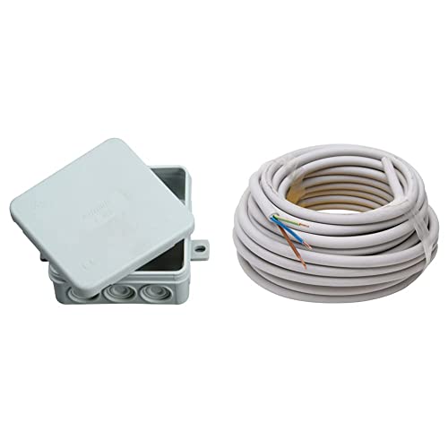 kopp junction box 85 x 85 x 40 mm, sheathed cable NYM-J 3 x 1.5 mm, 10 m, grau