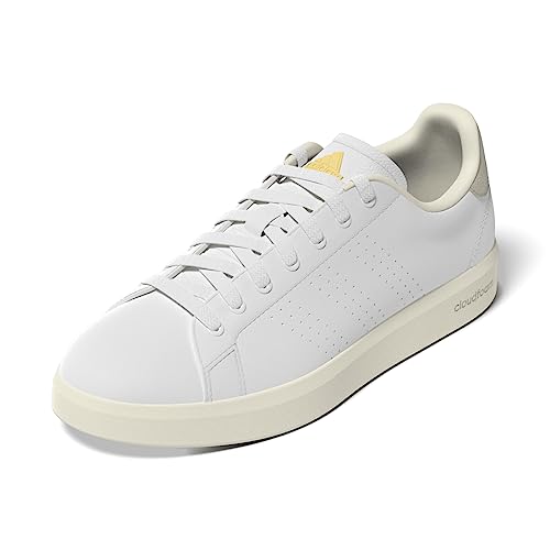 adidas dame advantage leder schuhe cloud white/silver, 38 eu