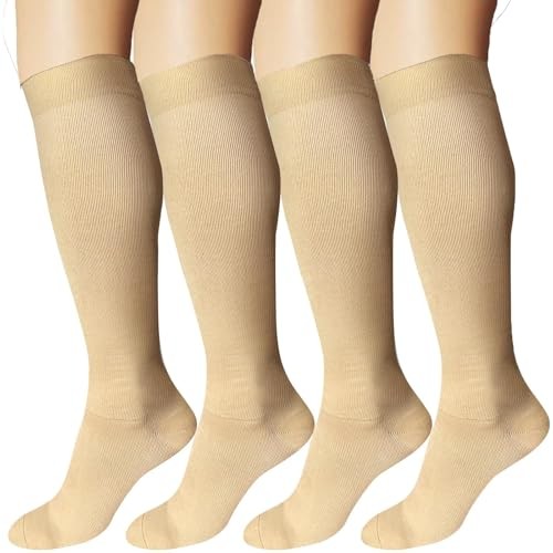 DDOBB Kompressionsstrümpfe 4 Paar für Damen und Herren  Stützsocken, Reisestrümpfe