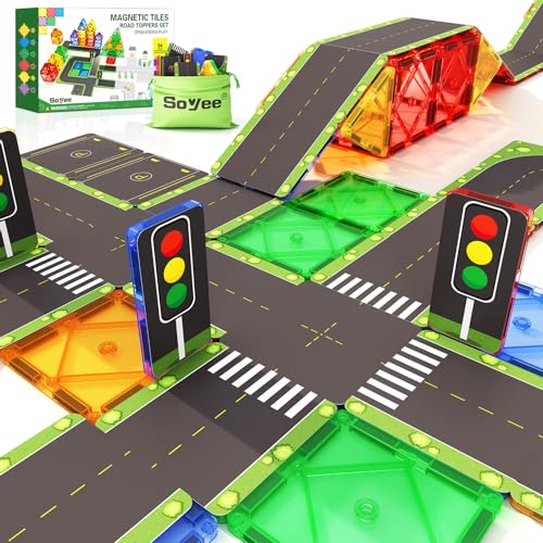 magnetische bausteine road toppers für kinder ab 3 jahren, spielzeug, lernaktivitäten