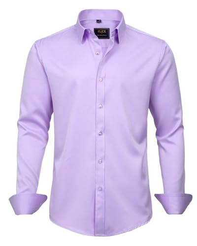 J.VER Herren Hemd Unifarben Langarm Stretch Regular Fit Bügelleicht Business
