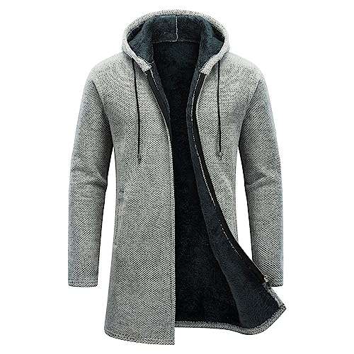 kudoro herren strickjacke cardigan hoodie mit kapuze winterjacke fleecejacke