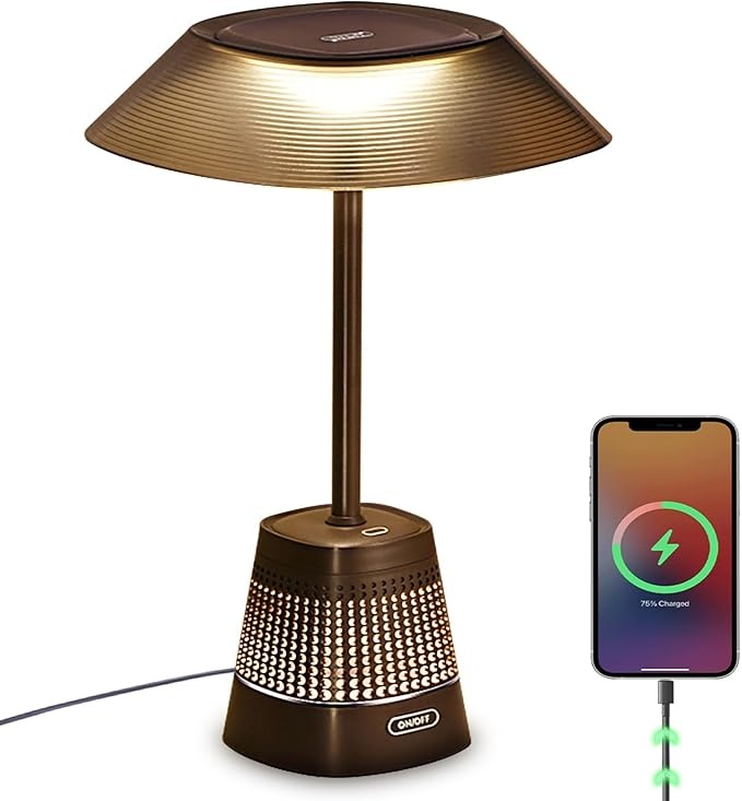 WILIT tischlampe touch dimmbar vintage nachttischlampe mit ladefunktion 10W